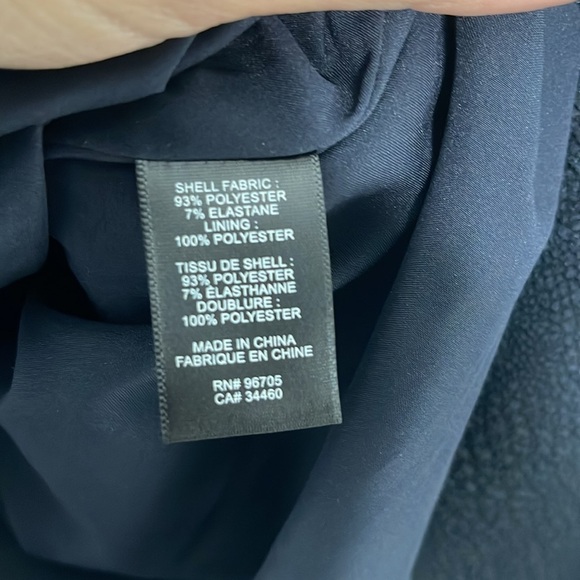 REBECCA TAYLOR Dress Size 4 Textured Stretch Woven Ruffle Cut Out Back Navy - Picture 7 of 9